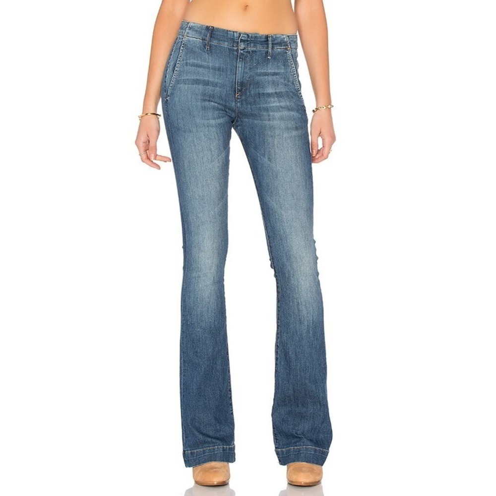 Rag & Bone Flared Trouser Jeans in Corsa Blue Women 25 Whiskering Designer $225